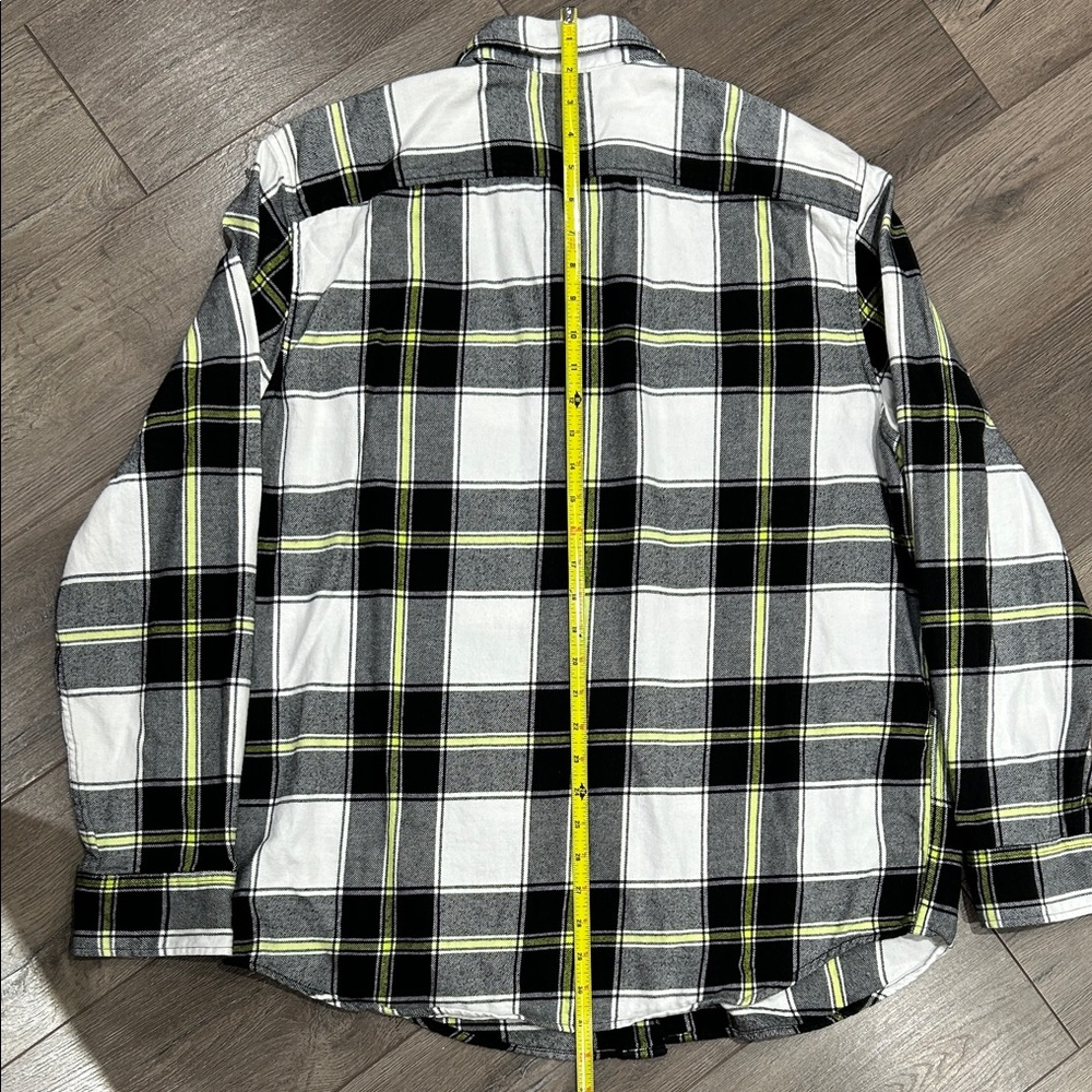 American Eagle Outfitters Black, White, and Yellow Plaid Shirt EUC - Picture 5 of 8